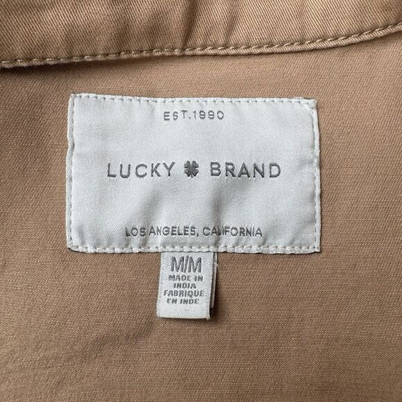 Lucky Brand Field Jacket Medium Khaki Snap Button Utility Lightweight Coat - Picture 2 of 13